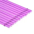 Reusable glitter purple plastic straws with ring, perfect for double wall tumblers. - Silver Powder Ring 23cm / Purple 12pcs+1Brush