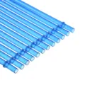 Detailed close-up view of reusable blue glitter thick plastic straw featuring a fixed ring design. - Silver Powder Ring 23cm / Dark Blue 12 Pcs + 1 Brush