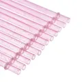 reusable pink glitter hard plastic drinking straw with secure fixed ring design - Silver Powder Ring 23cm / Pink 12 Pcs + 1 Brush