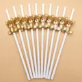 Cute cartoon bear paper straws set for birthday party cake dessert decoration and events use. - Bear White Straw Style