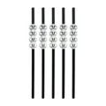 Halloween black drinking straws with white skull bead decorations, party plastic straw 5 pack. - Black Straw with White Skull
