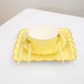 Disposable yellow paper plates bowls party tableware set with gold foil edge for birthday. - Gold-Rimmed Paper Bowl 50-pack / Yellow