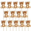 Cute brown bear paper card straw toppers, perfect for birthday party and sweet cake decoration. - Bear Insert Tag Style