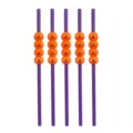 Cannucce di plastica di Halloween con perline di zucca arancione per feste paurose 5 pz - Cannuccia Viola con Zucca Arancione