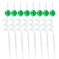 Pack of plastic curly drinking straws featuring green disco ball decorations for party drinks. - Green Ball Transparent Spiral Tube 1 Pcs