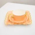 Disposable peach pink paper tableware set with gold foil edges for party dessert table. - Gold-Rimmed Paper Bowl 50-pack / Pink