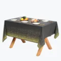 Nappe jetable rectangulaire à pois noirs et dorés pour décoration de table de fête d'anniversaire. - 137cm*274cm / Noir avec Pois Dorés