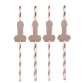 Bachelorette party paper straws, rose gold glitter novelty design, 4 pack eco friendly. - Rose Gold Striped Bone 10 Pcs