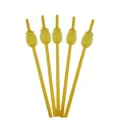 Detail view of yellow plastic pineapple shaped drinking straws, showing close-up of party decor. - Pineapple / Yellow