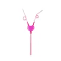 Pink heart shaped creative plastic drinking straw for party couple beverage variant - Pink