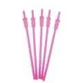 Reusable pink plastic drinking straws with cute bear design for party and daily drink use. - Teddy Bear / Pink
