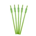 Detail view of reusable green plastic drinking straws featuring cute bear decorations for parties. - Teddy Bear / Green