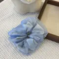 Blauwe organza haarscrunchie zoete effen haarband voor dames zomer haaraccessoire - Blauw
