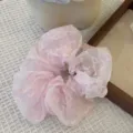 Roze mesh haarscrunchie met letterpatroon, Koreaanse stijl haarelastiek voor dagelijks gebruik. - Roze