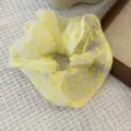 Koreaanse gele brief mesh scrunchie, schattige haarband en paardenstaartouder voor dagelijks. - Geel
