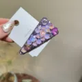 Koreanischer Kristall Dreieck Haarclip, farbige Strass Seitenklammer fuer Damen und Maedchen. - Lila