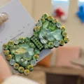 Prachtige strass strik haarspeld, sprankelende groene kristallen, elegante Koreaanse haaraccessoire. - Groen
