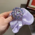 Elégant chouchou violet en strass, attache-cheveux scintillant pour femmes et filles. - Violet