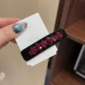 Pince à cheveux en velours strass, barrette latérale en cristal rouge, accessoire élégant - Rouge