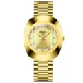 Reloj de cuarzo dorado para mujer hombre esfera pedrería lujo caja ovalada pulsera acero - Banda Totalmente Dorada - Esfera Dorada - Hombres