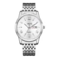 Élégante montre quartz homme avec bracelet en acier inoxydable argent et cadran blanc. - Argent Cadran Blanc