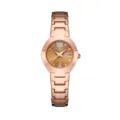 Elegant rose gold quartz women's watch with metal strap, calendar display and crystal dial. - Rose Gold Case Gold Face
