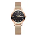 Men's mesh strap quartz watch with calendar display, luminous hands, and sleek waterproof design. - Rose Gold Mesh Band Black Dial