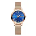 Orologio quarzo donna ORUSS quadrante blu numeri romani cinturino maglia oro rosa dettaglio - Cinturino Maglia Donna-Quadrante Blu Romano