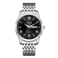 Montre quartz homme bracelet métal argenté cadran noir chiffres romains style élégant - Argent Cadran Noir