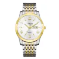 Orologio da uomo al quarzo bicolore con quadrante bianco e numeri romani bracciale metallo. - Bicolore Quadrante Bianco
