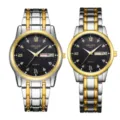 ORUSS quartz set zeugariou rologiou me kompsou dimero louri inox xalyva kai hmerominia deikti. - 980 Ζευγάρι [Δίχρωμο Χρυσό με Μαύρο Καντράν]