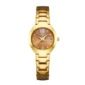 Gold tone women quartz watch with metal strap, elegant business casual wristwatch detail. - Gold Case Rose Gold Dial