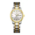 Orologio al quarzo da donna cinturino in acciaio inossidabile bicolore elegante - Cinturino Bicolore Quadrante Bianco