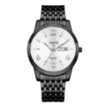Montre quartz homme noire cadran blanc chiffres romains bracelet acier style mode - Noir Cadran Blanc