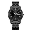 Montre quartz homme noire avec chiffres romains bracelet en acier inoxydable élégante - Noir Cadran Noir