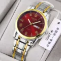 Reloj de cuarzo para hombre ORUSS con esfera roja, números romanos y correa de acero bicolor. - Hombres-Romano Dos Tonos Oro Esfera Roja