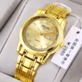 Reloj de cuarzo dorado ORUSS para hombre con números romanos, fecha y correa de metal. - Hombres-Romano Todo Oro Esfera Dorada