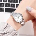 Orologio al quarzo in acciaio donna quadrante bianco numeri romani casual elegante. - Regale Donne Quadrante Bianco