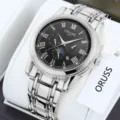 Montre quartz homme élégante étanche bracelet acier chiffres romains style classique - Bracelet Argenté Cadran Noir Héroïque