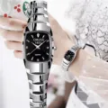 Fashion women tungsten steel quartz watch elegant bracelet watch for daily wear and gift. - Square Dial Women's Style / Silver Band Black Square Dial