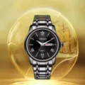 Men's quartz watch with black dial and metal strap, stylish waterproof business watch. - Wise Style / All Black Surface