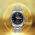 Men's quartz watch with black dial and metal bracelet, stylish business casual waterproof wrist watch. - Wise Style / Silver Black Dial