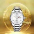 Men's stainless steel quartz watch with white dial, elegant business casual waterproof wrist watch. - Wise Style / Silver White Dial
