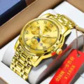 Reloj automático dorado para hombre con esfera redonda clásica y elegante correa de metal. - Correa Dorada Esfera Dorada