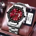 Orologio automatico uomo ORUSS con quadrante rosso cinturino acciaio tachimetro - Stile Cassa Argento Quadrante Rosso Cinturino in Acciaio