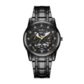 ORUSS Men's Automatic Mechanical Watch Black Stainless Steel Skeleton Dial Luxury Wristwatch - Rhinestone Scale Style / Gear Full Black Face Male