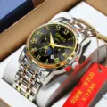 Reloj automático hombre lujo negocios acero inoxidable impermeable pulsera con fecha calendario - Esfera Negra Bicolor Heroica