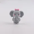 Cute cartoon elephant silicone bead accessory for DIY beaded pens, lovely grey design. - Gray