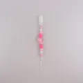 Cute silicone dinosaur pacifier clip for baby teething beads anti drop toy link pink - Pink