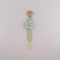 Baby pacifier clip with wooden bead green strap and plaid flower for infant safety toy anti-drop. - Green